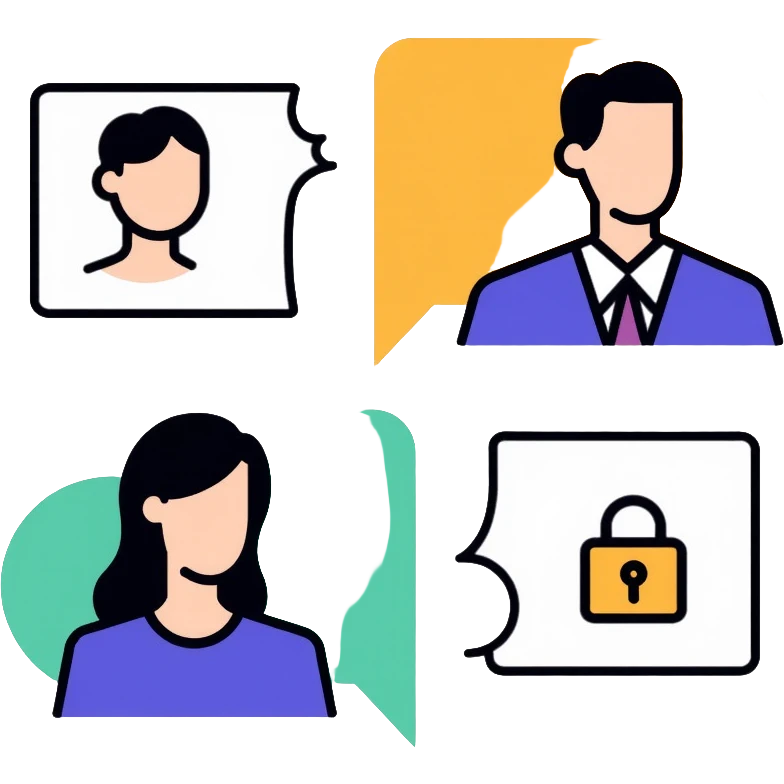 Private group chat with multiple profiles and a lock symbol emoji