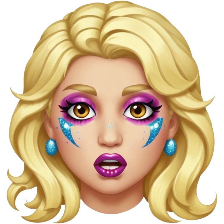 kesha with glitter making a snarling lip curl face emoji