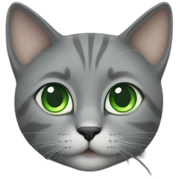 Grey cat with green eyes emoji