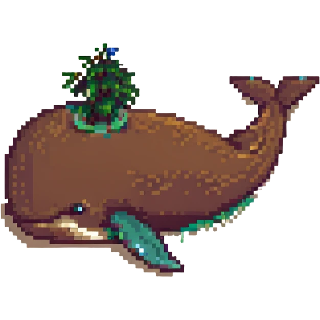 Magic whale, pixel art style, brown and beige colors emoji
