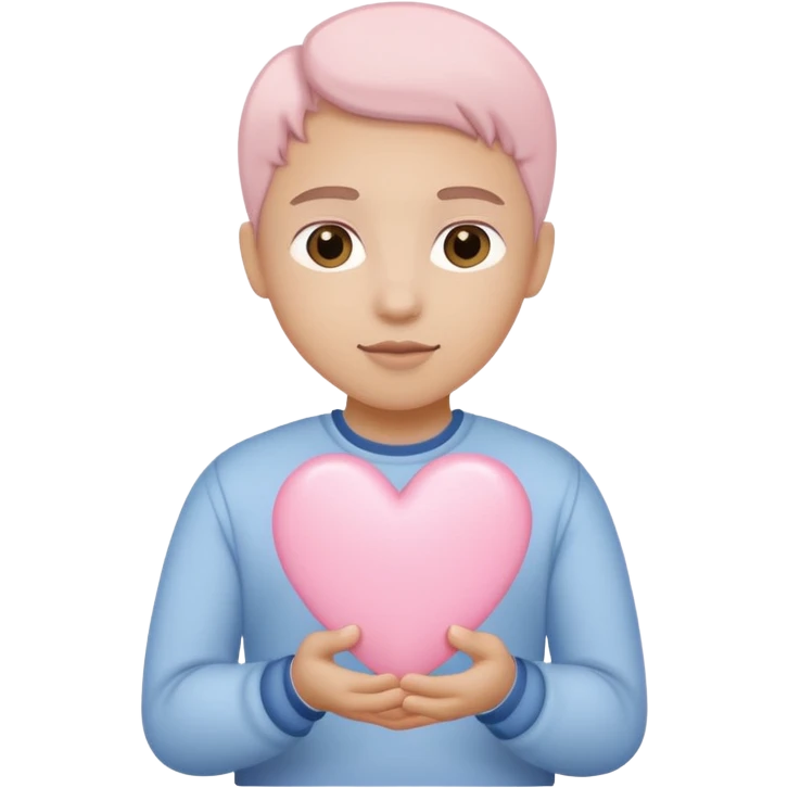 Light pink heart in hand with flowers emoji