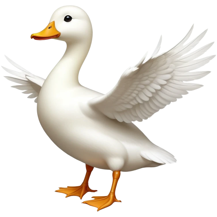 cinematic-[white duck]-realistic-full-body-perched-emoji,-wings-tucked-neatly by its side,-head-tilted-dramatically,-sleek-[white]-feathers,-simplified-yet-realistic-focused-features,-highly-detailed,-glowing-with-an-almost-sarcastic-glow emoji