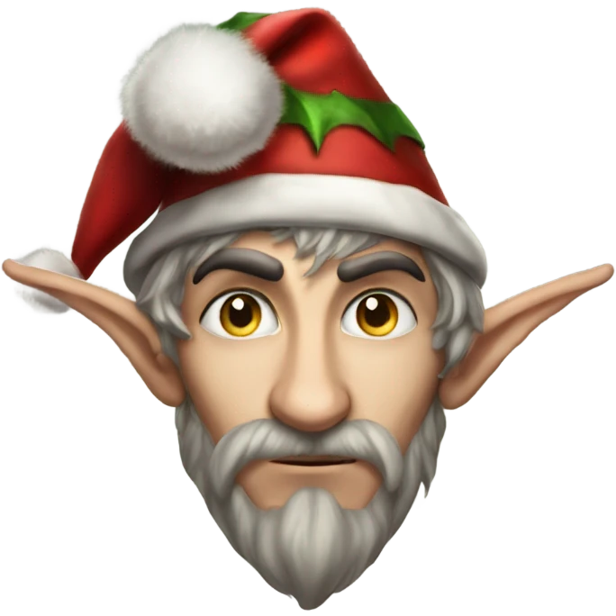 rogue male elf fantasy wearing santa hat emoji