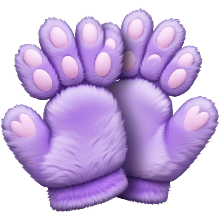 Pastel purple fuzzy cozy furry catty paw gloves  emoji