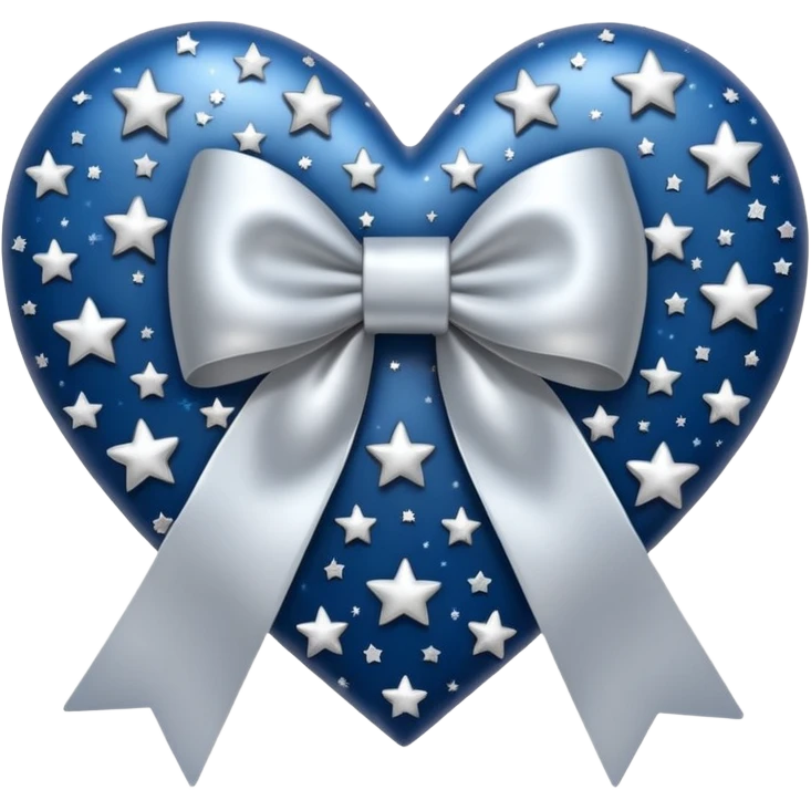 heart with a starry sky, silver bow with heart pattern on the bow emoji