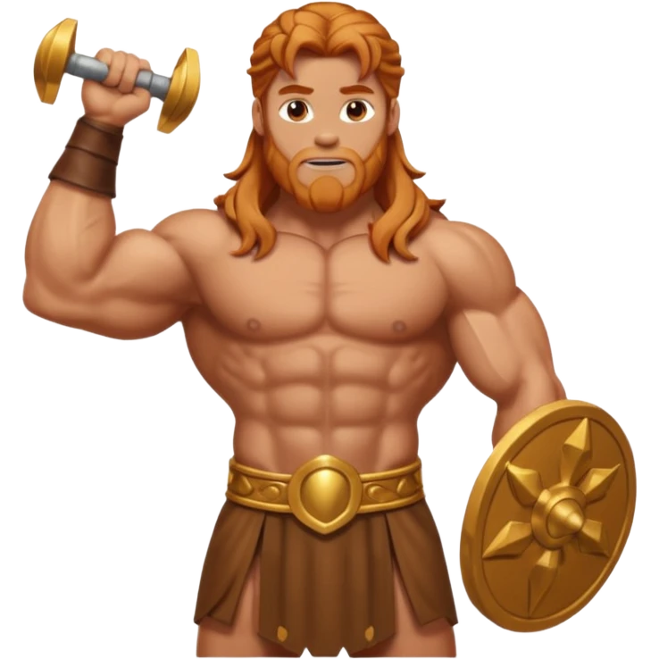 Hercules, God of Strength from Gods and Goddesses with long reddish blonde hair, bronze outfit emoji
