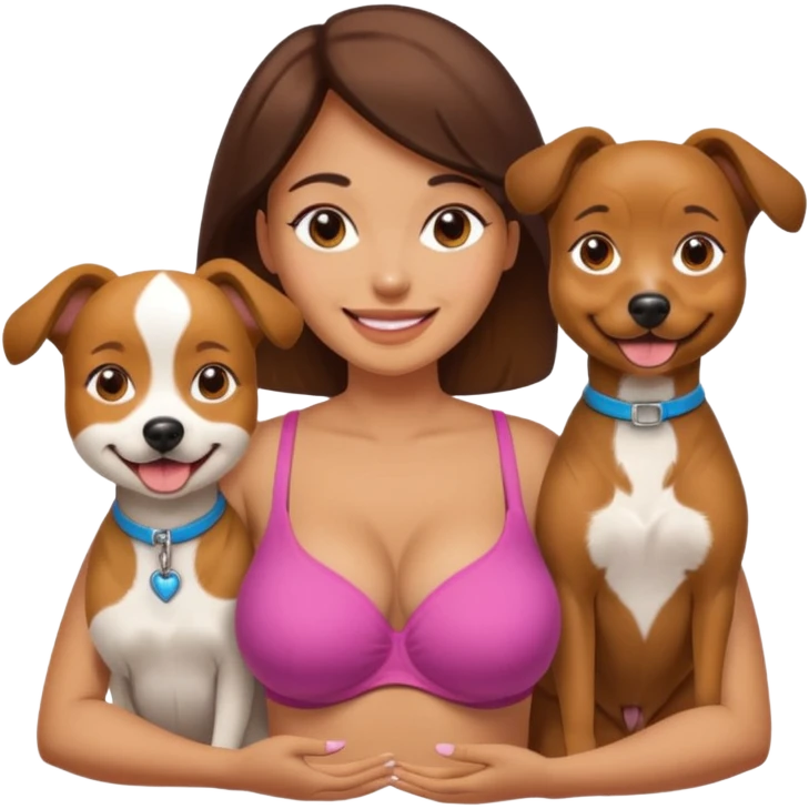 Woman with dogs for boobs emoji