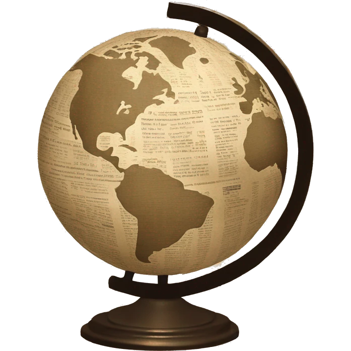 vintage globe in newspaper style emoji