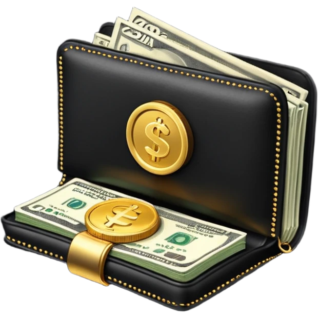Christmas money emoji, black wallet with cash, luxury 3D emoji style, festive vibe, clean, no background
 emoji