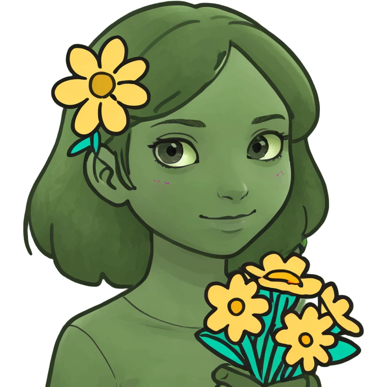 A girl holding flowers emoji