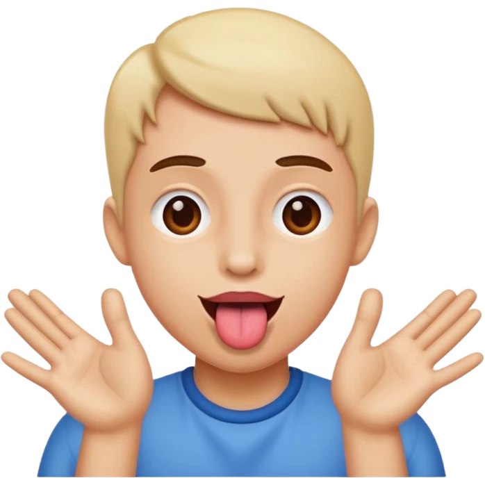 Tongue out with hands to the side emoji