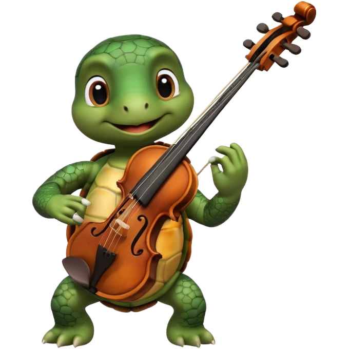 TUrtle playing violin on his shoulders emoji