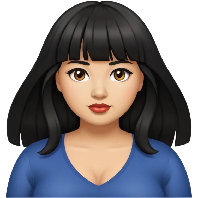 Latina female with bangs black long hair plus size engaged emoji