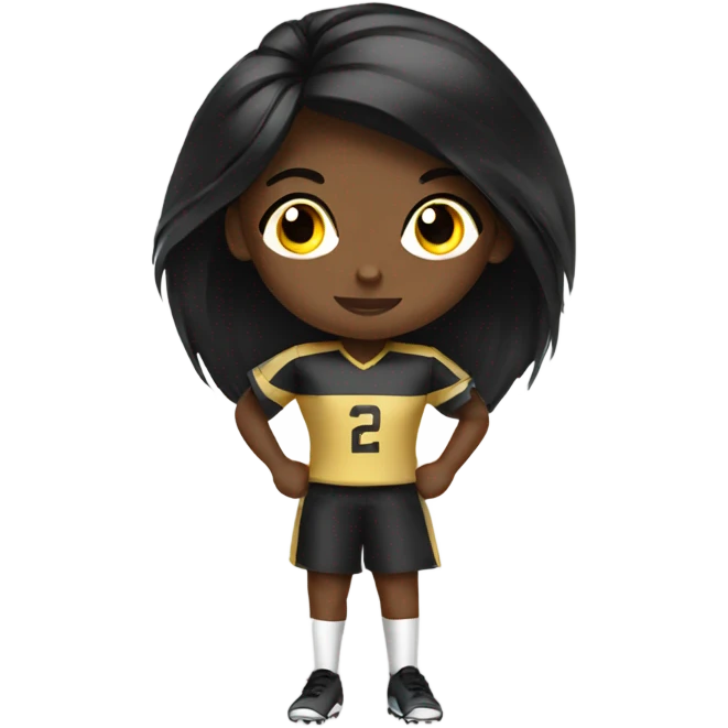 Black hair gold eye girl playing flag football emoji