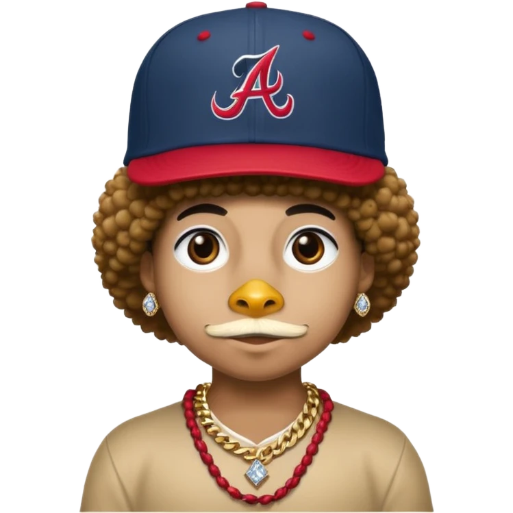 thug duck with Atlanta braves cap with an Afro and diamond gold chain emoji