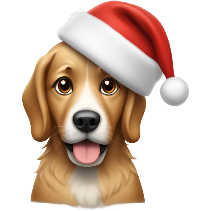 dog with a christmas hat emoji