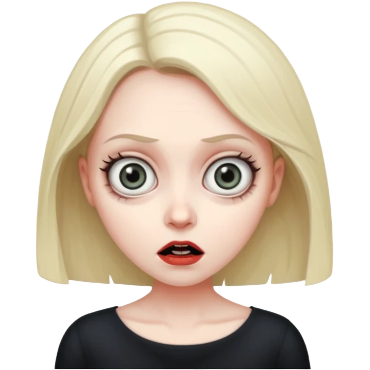 A realistic woman in horror, waist-length portrait emoji