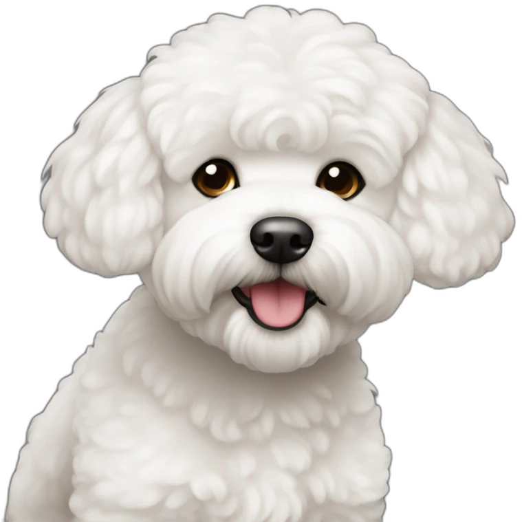 Bichon maltez cu o fata cu parul blond si ochii verzi emoji