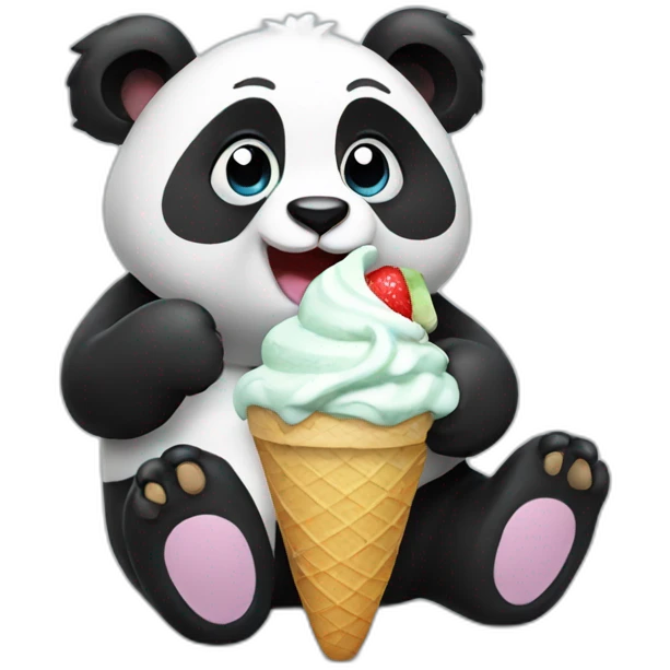 Panda eating ice cream emoji