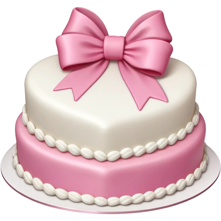 Heart shaped birthday cake with a huge pink bow and white vintage frosting  emoji