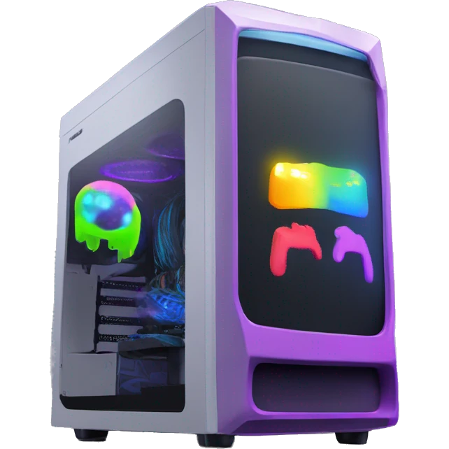 Gaming pc with cool rgb emoji