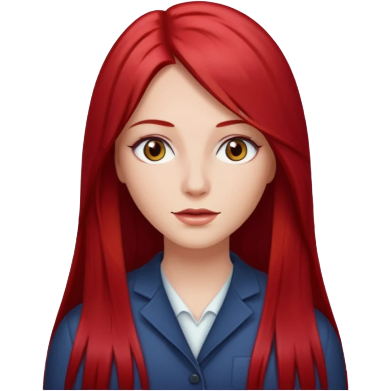 white woman cherry red long straight hair parted middle emoji