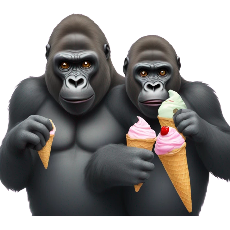 2 Gorilla’s eating ice cream emoji