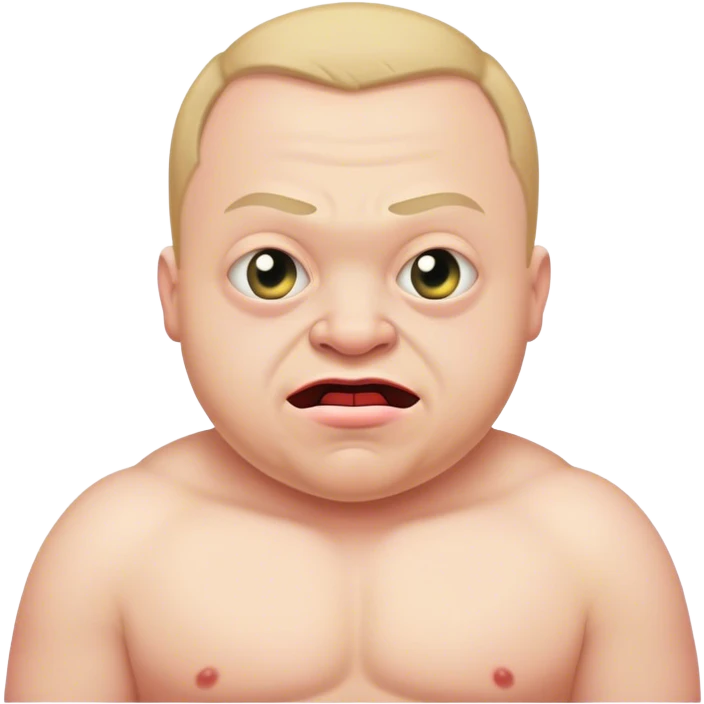 big strong evil sinister man with downs syndrome emoji