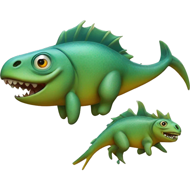 fish ride on a dinosaur emoji