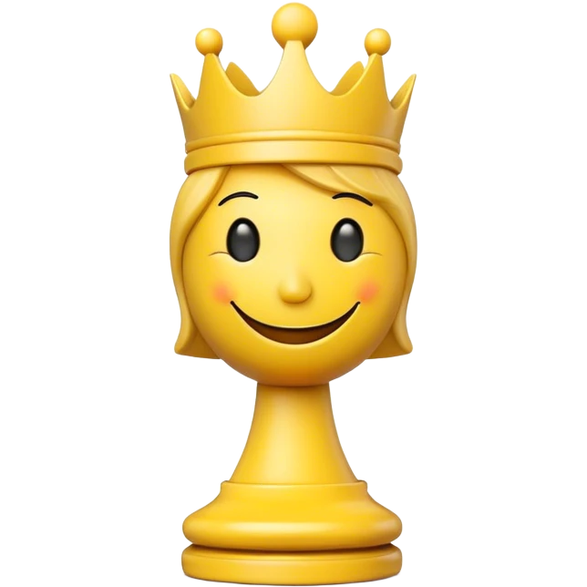 chess piece Queen yellow with smiley face emoji