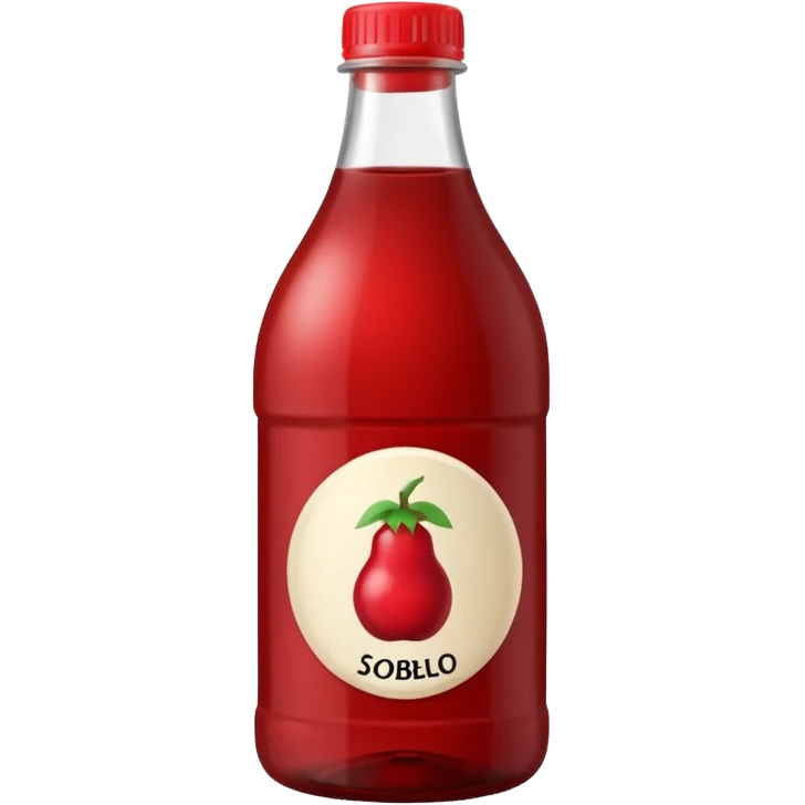make a sobolo(ghanain drink) make it be in a bottle and the label should say sobolo and spell it like this and the drink dark red a plastic bottle and no fruit emoji