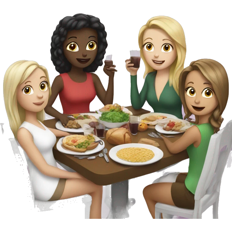 Four white girls having dinner  emoji