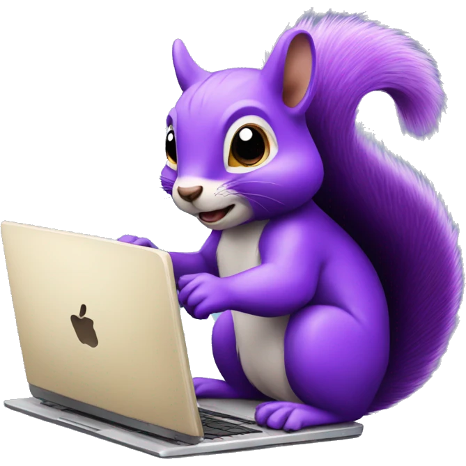 purple squirrel with a laptop and written WEB SQUAD emoji