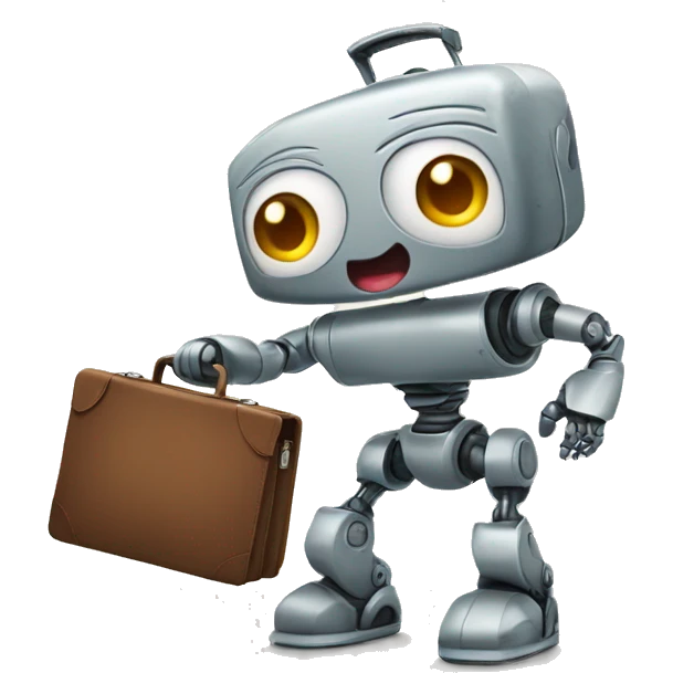 happy robot holds briefcase emoji