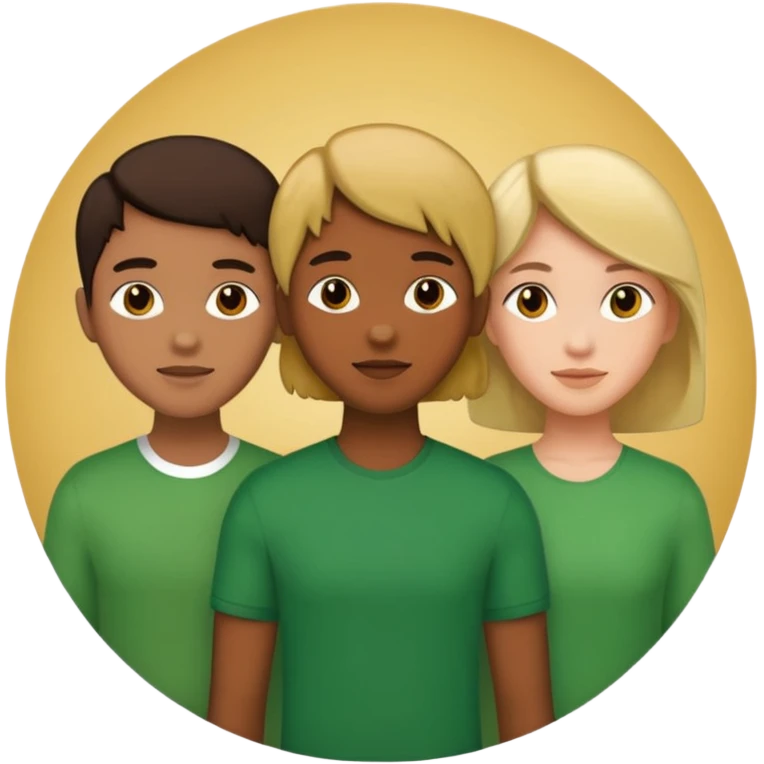 three people with a curcle that unites them with golden and green colours emoji