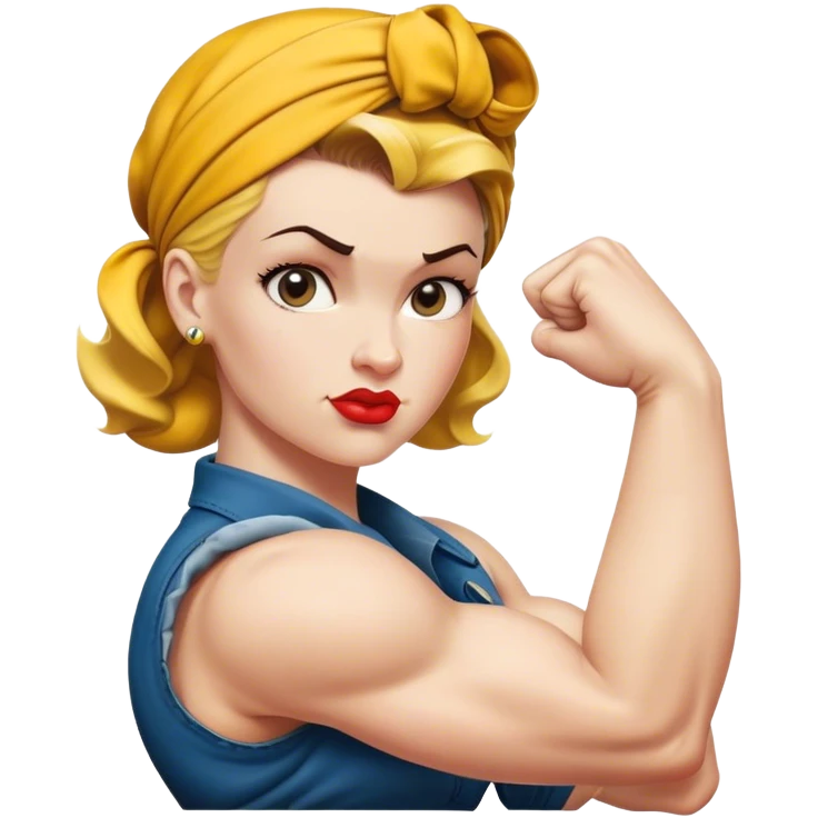 white skin Rosie the Riveter shows biceps emoji