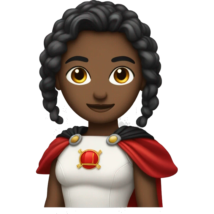 súper heroina con taje rojo y puntos negros  emoji