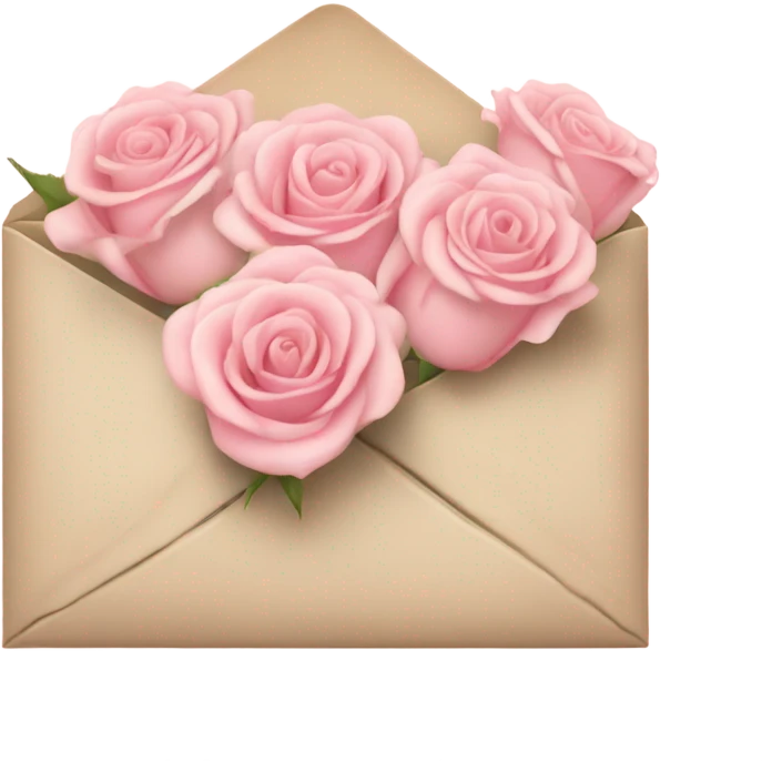 beige envelope with light pink roses emoji