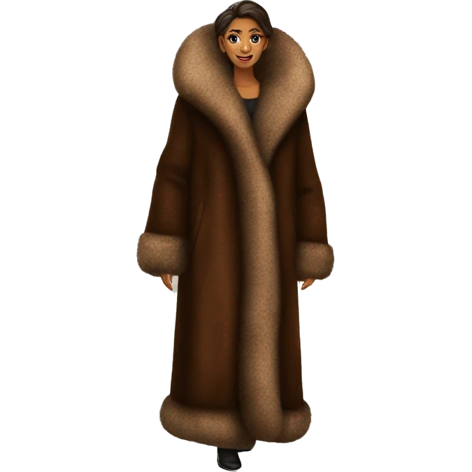 Luxurious brown full length fur coat emoji
