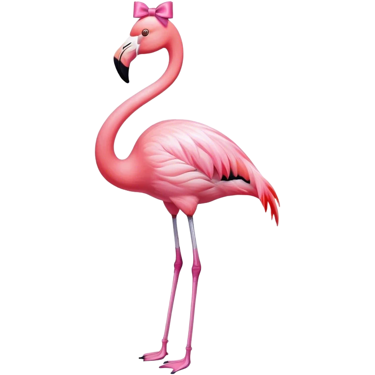 Flamingo with a bow emoji
