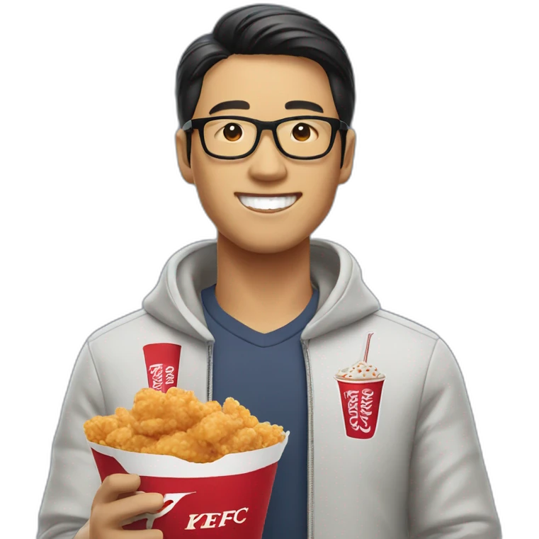 asian man enjoying kfc emoji