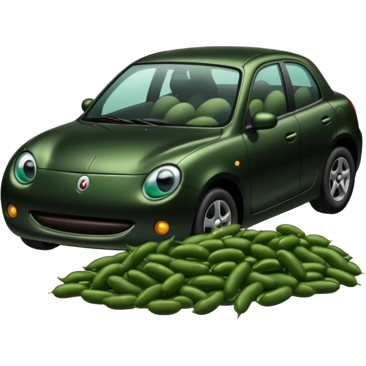 Car with beans in it and stuck in tar emoji