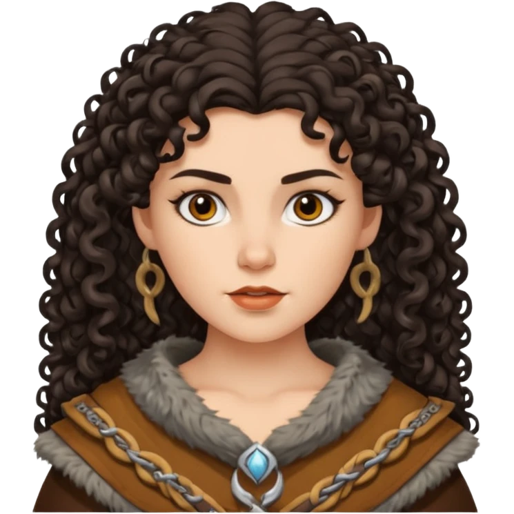 vichingo femmina con capelli mori ricci emoji