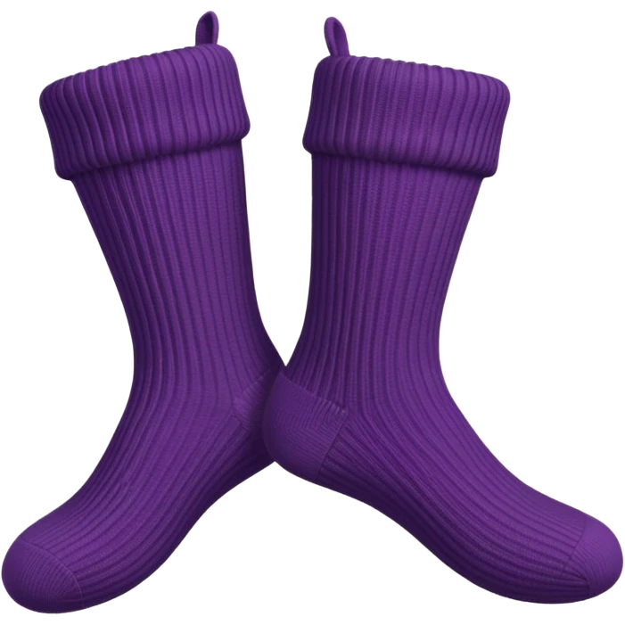 A 3D cartoon pair of cozy knitted socks with ribbed pattern and soft texture, folded neatly, Memoji-style rendering. emoji
