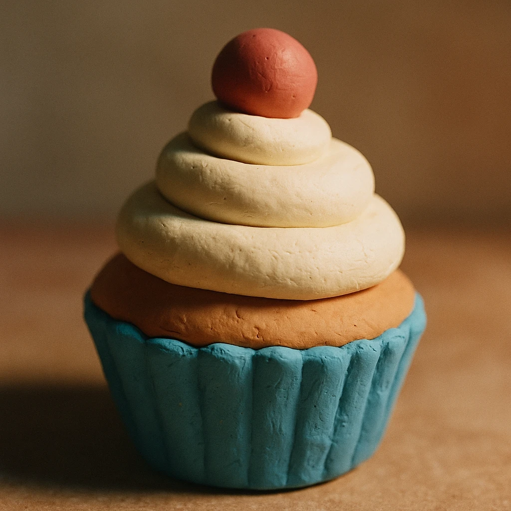 cupcake, matte clay texture, visible fingerprints emoji