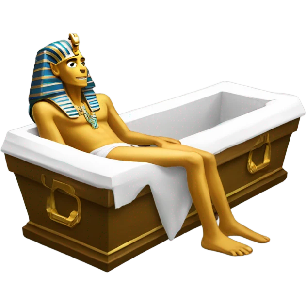 gold Pharaoh  in coffin, full body  emoji