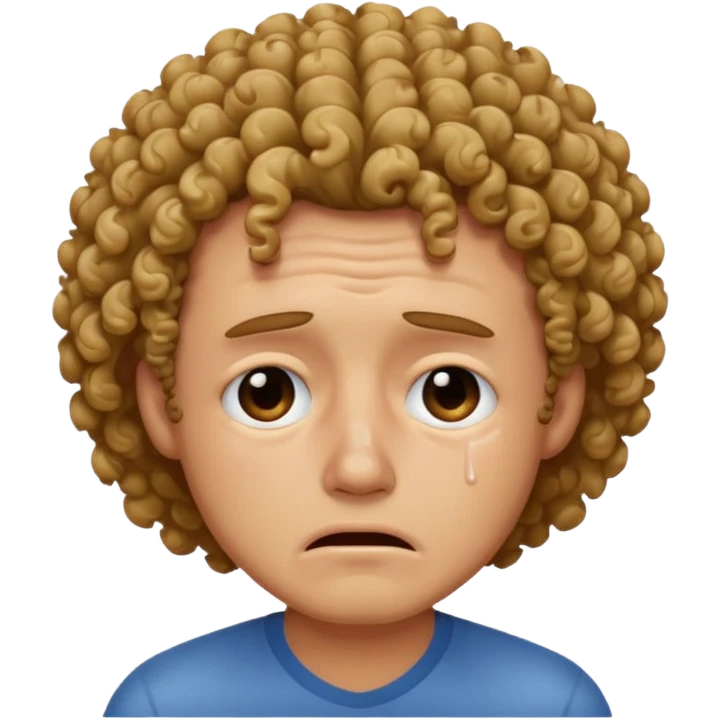 man crying with curly hair emoji