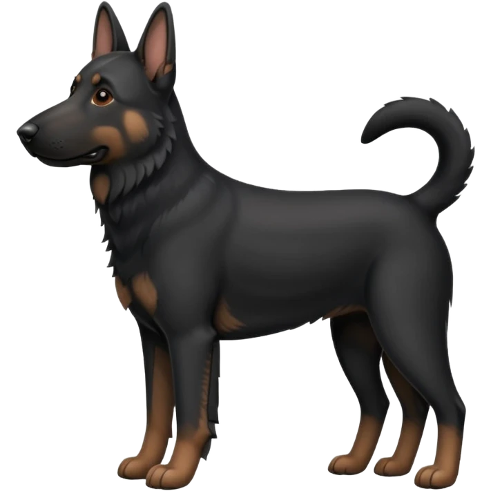 black dog that’s a german shepherd with floppy ears and white belly and brown legs  emoji