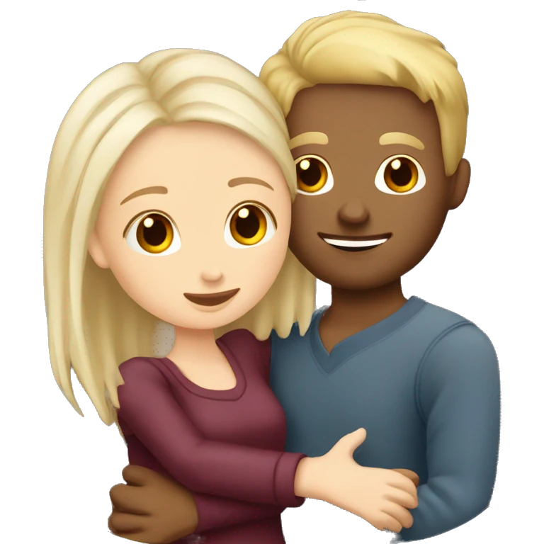 Slavic white girl with burgundy hair hug Slavic white man with blond hair  emoji