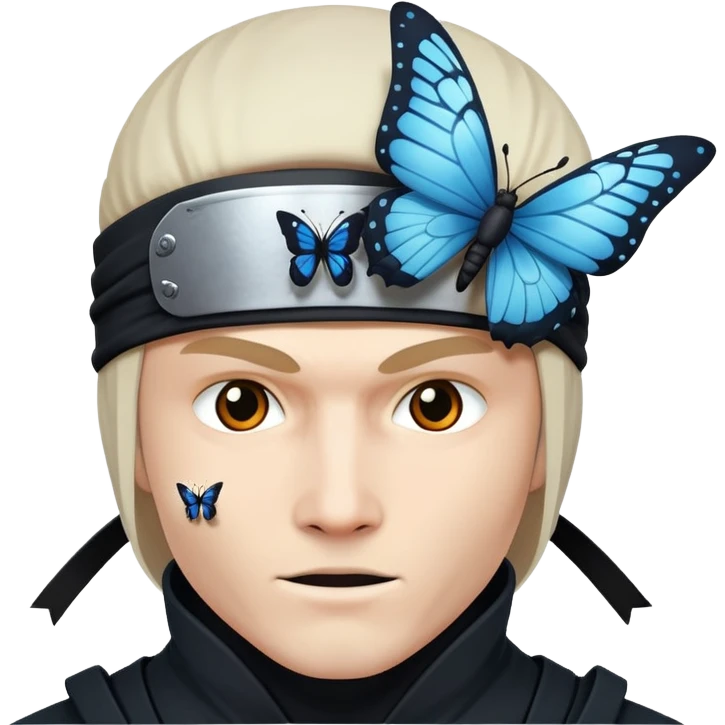 Crea un emoji con estos dos emoji 🥷🏻🦋
él ninja de piel blanca con la mariposa posada en cabeza como si estuviera volando. emoji